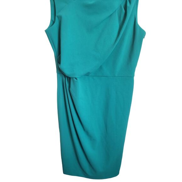 Calvin Klein Asymmetrical Drape Front Sheath Dress, Aqua/Teal, NWT, Size 12 - Picture 3 of 7